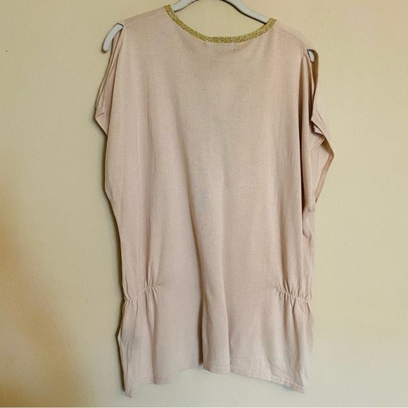 August Silk Cream Metallic Gold Neck Knit Top Size XL - NWT - Picture 2 of 15